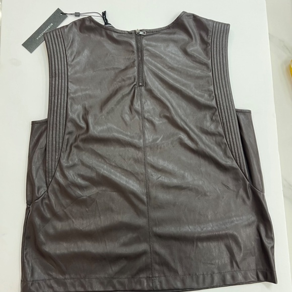 BCBGMAXAZRIA Women's Faux Leather Tank with Relaxed Fit NWT - Picture 3 of 7